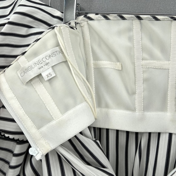CAROLINE CONSTAS Carmen Tiered Off the Shoulder Top Womens XS White Black Stripe - Picture 13 of 16